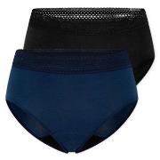 Schiesser Trosor 2P Care Retro Period Pants Svart/Blå bomull 36 Dam