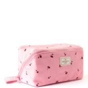 The Flat Lay Co. Flat Lay Makeup Box Bag - Ditsy Cherries Pink Embroid...
