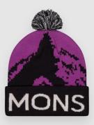 Mons Royale Mtn Pixel Merino Pom Pom Beanie purple bolt/black