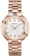 Bulova Damklocka 97P130 Diamond Silverfärgad/Roséguldstonat stål