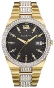 Bulova Herrklocka 98B235 Crystal Svart/Gulguldtonat stål Ø43 mm