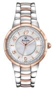 Bulova Damklocka 98R162 Rosedale Vit/Roséguldstonat stål Ø33.5 mm