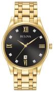 Bulova Herrklocka 97D108 Diamond Svart/Gulguldtonat stål Ø40 mm