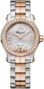 Chopard Damklocka 278573-6021 Happy Sport Vit/18 karat roséguld Ø30