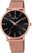 Festina Damklocka F20477-2 Svart/Roséguldstonat stål Ø38 mm