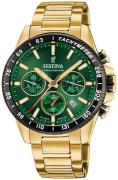 Festina Herrklocka F20634-4 Timeless Grön/Gulguldtonat stål Ø43.5