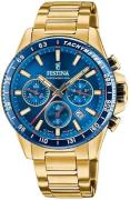 Festina Herrklocka F20634-3 Timeless Blå/Gulguldtonat stål Ø43.5 mm