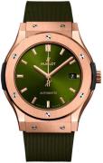 Hublot Damklocka 581.OX.8980.RX Classic Fusion Grön/Gummi Ø33 mm