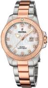 Festina Damklocka F20505-1 Boyfriend Vit/Roséguldstonat stål Ø34.5