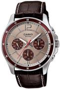 Casio Herrklocka MTP-1374L-7A1 Silverfärgad/Läder Ø43.5 mm