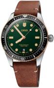 Oris Herrklocka 01 733 7707 4357-07 5 20 45 Diving Grön/Läder Ø40