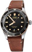 Oris Herrklocka 01 733 7707 4354-07 5 20 45 Diving Svart/Läder Ø40