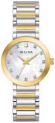 Bulova Damklocka 98P180 Diamond Vit/Gulguldtonat stål Ø30 mm