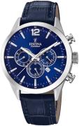 Festina Herrklocka F20542-2 Timeless Blå/Läder Ø44 mm