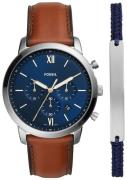 Fossil Herrklocka FS5708SET Neutra Chronograph Blå/Läder Ø44 mm