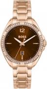 Hugo Boss Damklocka 1502621 Felina Brun/Roséguldstonat stål Ø30 mm