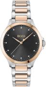 Hugo Boss Damklocka 1502598 Grace Svart/Roséguldstonat stål Ø32 mm