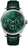 IWC Herrklocka IW344207 Portugieser Grön/Läder Ø42.4 mm