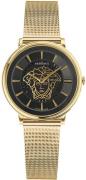 Versace Damklocka VE8102119 V Circle Svart/Gulguldtonat stål Ø38 mm