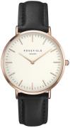 Rosefield Damklocka BWBLR-B1 The Bowery Vit/Läder Ø38 mm