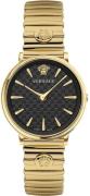 Versace Damklocka VE8104722 V Circle Svart/Gulguldtonat stål Ø38 mm