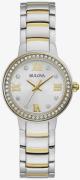 Bulova Damklocka 98L271 Crystal Silverfärgad/Gulguldtonat stål Ø28