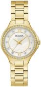 Bulova Damklocka 98L295 Crystal Vit/Gulguldtonat stål Ø30 mm