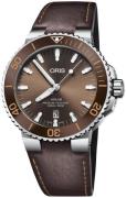 Oris Herrklocka 01 733 7730 4152-07 5 24 12EB Diving Brun/Läder