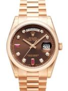 Rolex Herrklocka 118205F-0104 Day-Date 36 Brun/18 karat roséguld