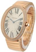 Cartier Damklocka WB520003 Baignoire Silverfärgad/18 karat roséguld