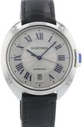 Cartier Herrklocka WSCL0018 Cle de Silverfärgad/Läder Ø40 mm