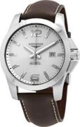 Longines Herrklocka L3.778.4.76.5 Conquest Silverfärgad/Läder Ø43