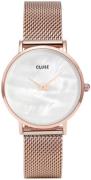 Cluse Damklocka CL30047 Minuit Vit/Roséguldstonat stål Ø33 mm