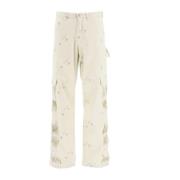 Off White Straight Trousers Beige, Herr