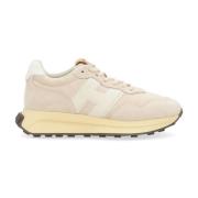 Hogan Beige Mocka H641 Sneakers med Vit Läder H-detalj Beige, Dam