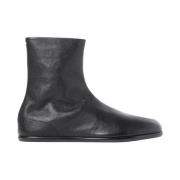 Maison Margiela Läder Tabi Ankel Platt Stövlar Black, Herr