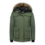 Matogla Vinterrock Medellängd - Damer Pälskrage Parka - 7603G Green, D...