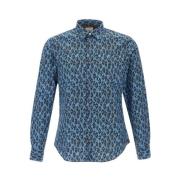 PS By Paul Smith Herrskjorta i ekologisk bomull med djurtryck Blue, He...