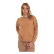 Liu Jo Rundhalsad Pullover med Lurex-detaljer Brown, Dam