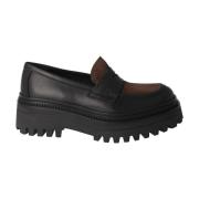 Elvio Zanon Dam Läder Loafer i Svart/Brun Black, Dam