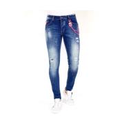 Local Fanatic Jeans med Splatters för Män - 1036 Blue, Herr