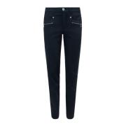 2-Biz Slim-Fit Byxor med Dragkedjedetaljer Black, Dam