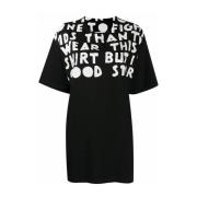 Maison Margiela Svart Bomull T-Shirt med CO Logo Black, Dam