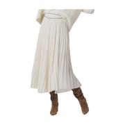 Erika Cavallini Veckad kjol med strassband Beige, Dam