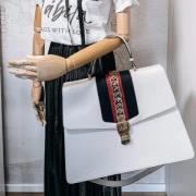 Gucci Vintage Förägad Vitläder Sylvie Väska White, Dam