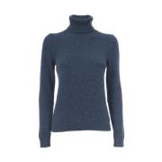 Gran Sasso Slim Fit Högkrage Tröja Blue, Dam