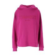 Twinset Fuchsia Hoodie MED Logo Pink, Dam