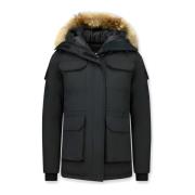 Matogla Dam Vinterrock med Medium Längd - Parka med Pälskrage - 7603Z ...