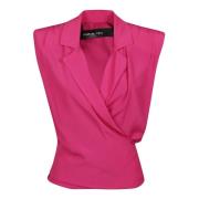 Federica Tosi Shoulder PAD Tank TOP Pink, Dam