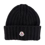 Moncler Kashmirblandad Ribbstickad Mössa Black, Dam